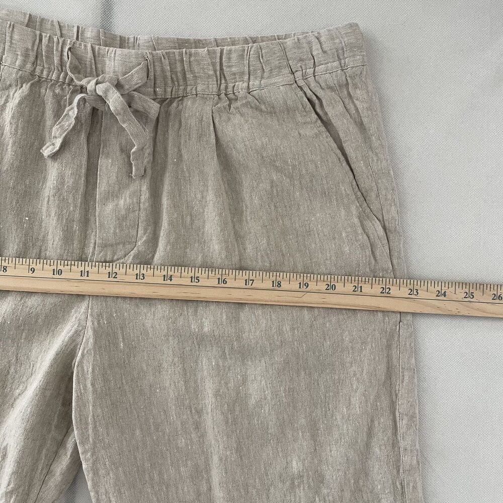 ZARA Men's 100% Linen Beige Relaxed Fit Drawstring Tapered Leg Pants Size XL - Picture 8 of 11